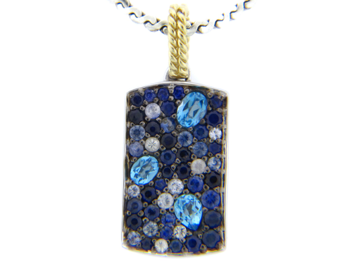 Sapphire/Blue Topaz Pendant, Silver/18ky (E/R)
