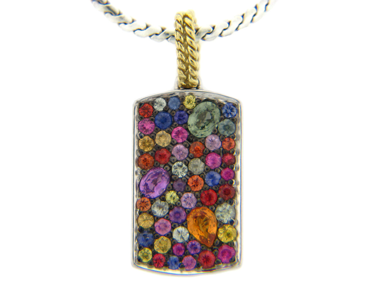 RAINBOW SAPPHIRE PENDANT, SILVER/18K (E/U)