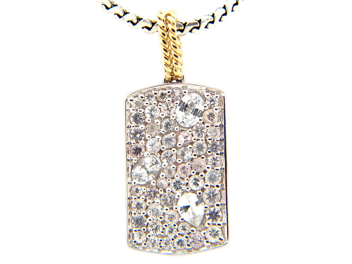 WHITE SAPPHIRE PENDANT, SILVER/18K (E)
