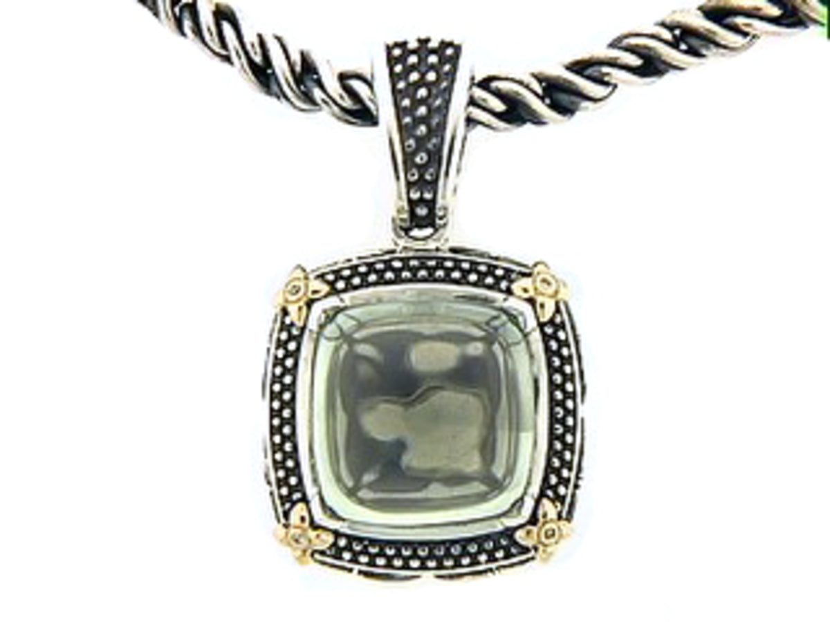 GREEN AMETHYST & DIAMOND PENDANT