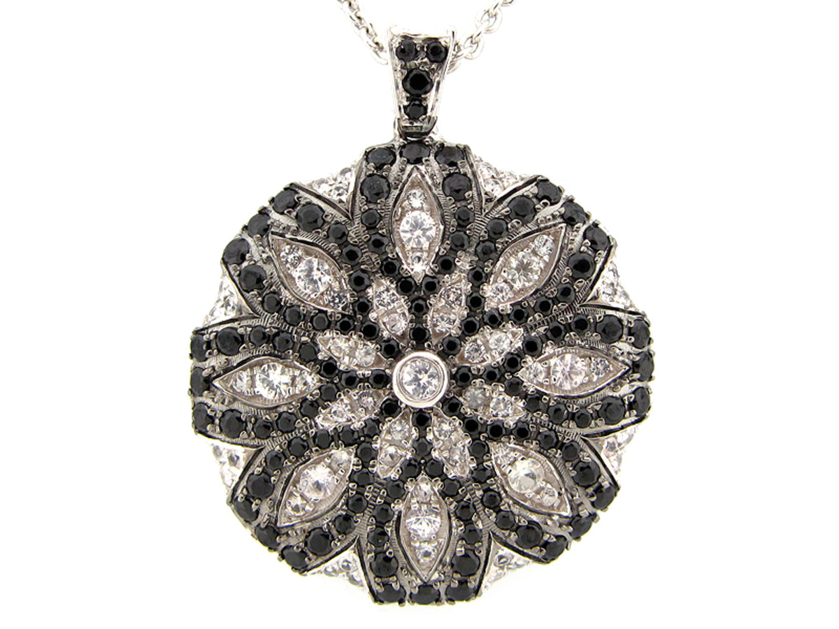 BLACK SPINEL & WHITE SAPPHIRE PENDANT, SILVER (N/H)