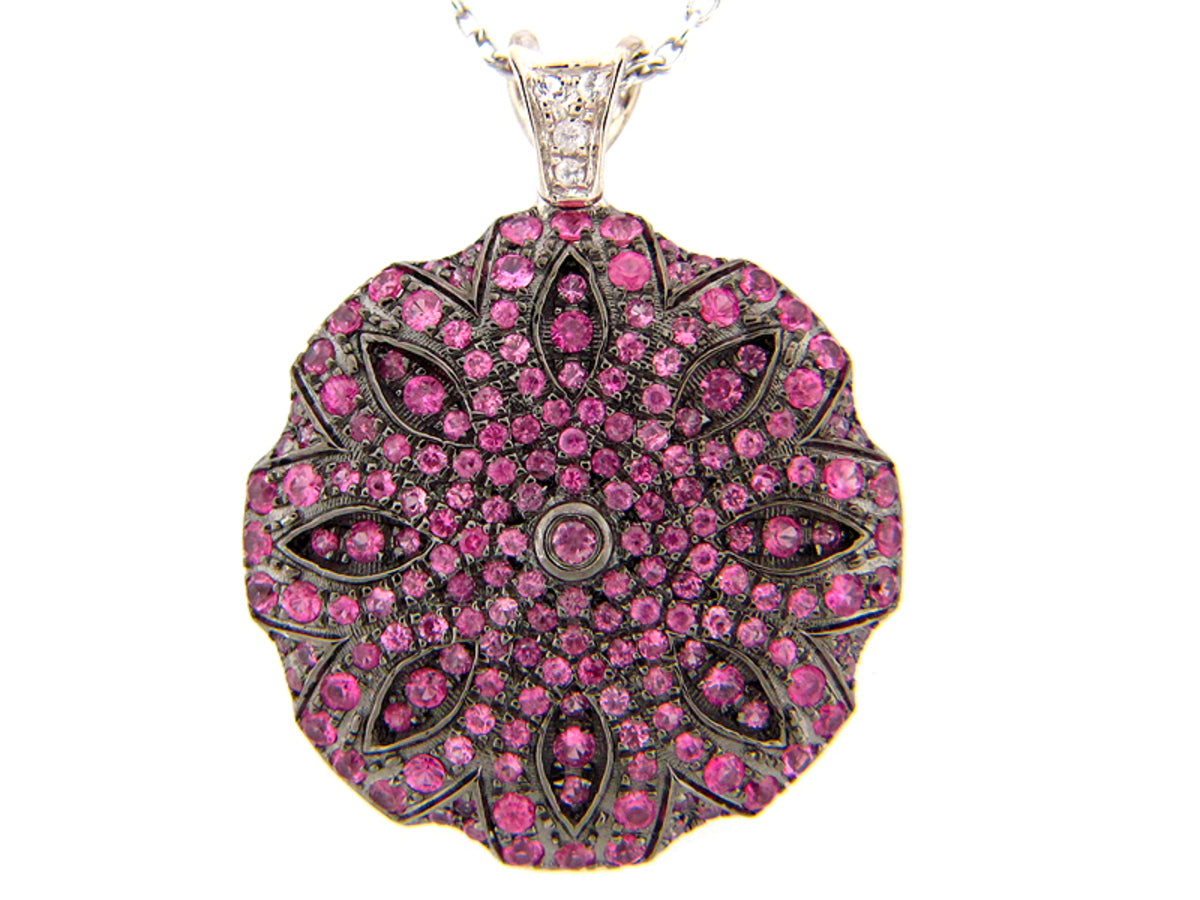 PINK & WHITE SAPPHIRE PENDANT, SILVER (E)