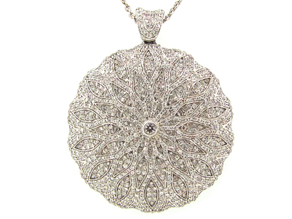 WHITE SAPPHIRE PENDANT,34/36" CHAIN, SILVER (H)