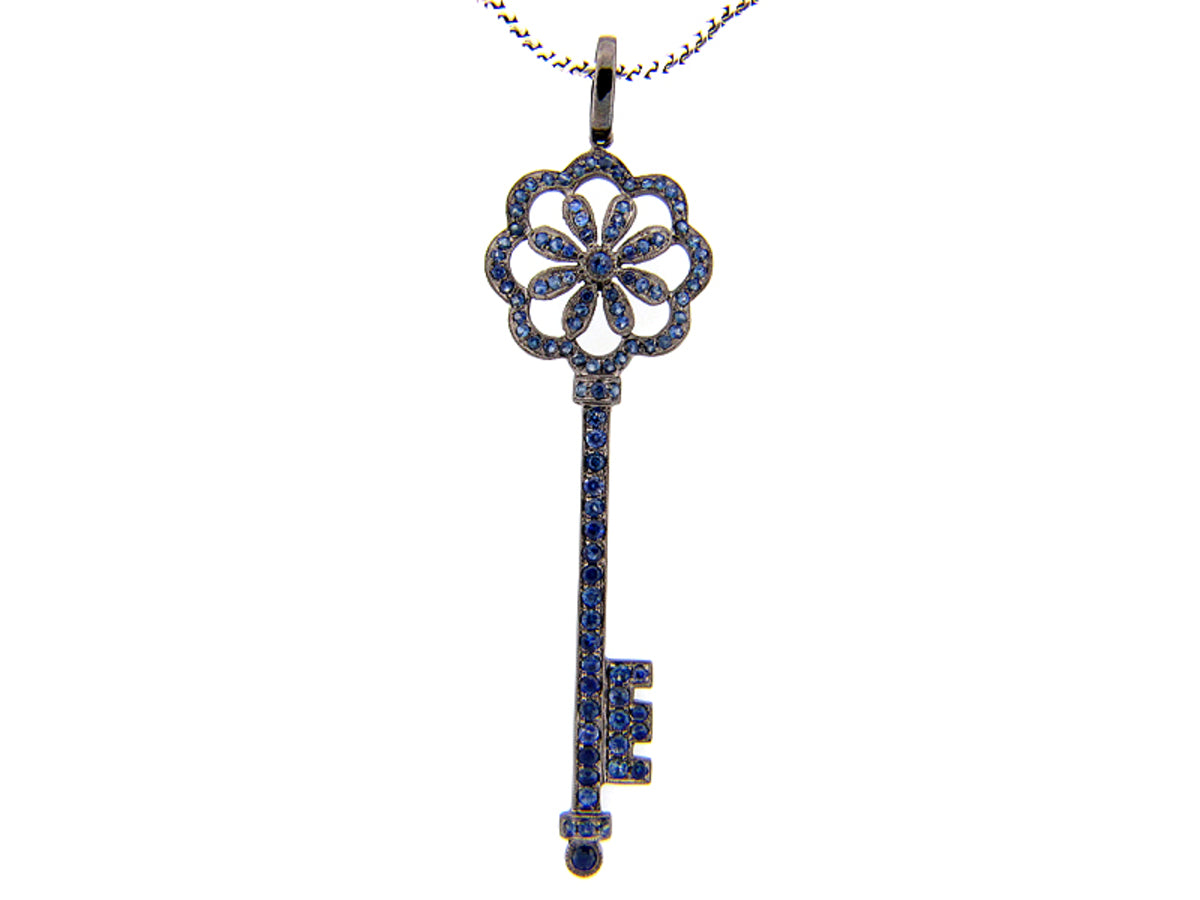 SAPPHIRE PENDANT, SILVER (E)