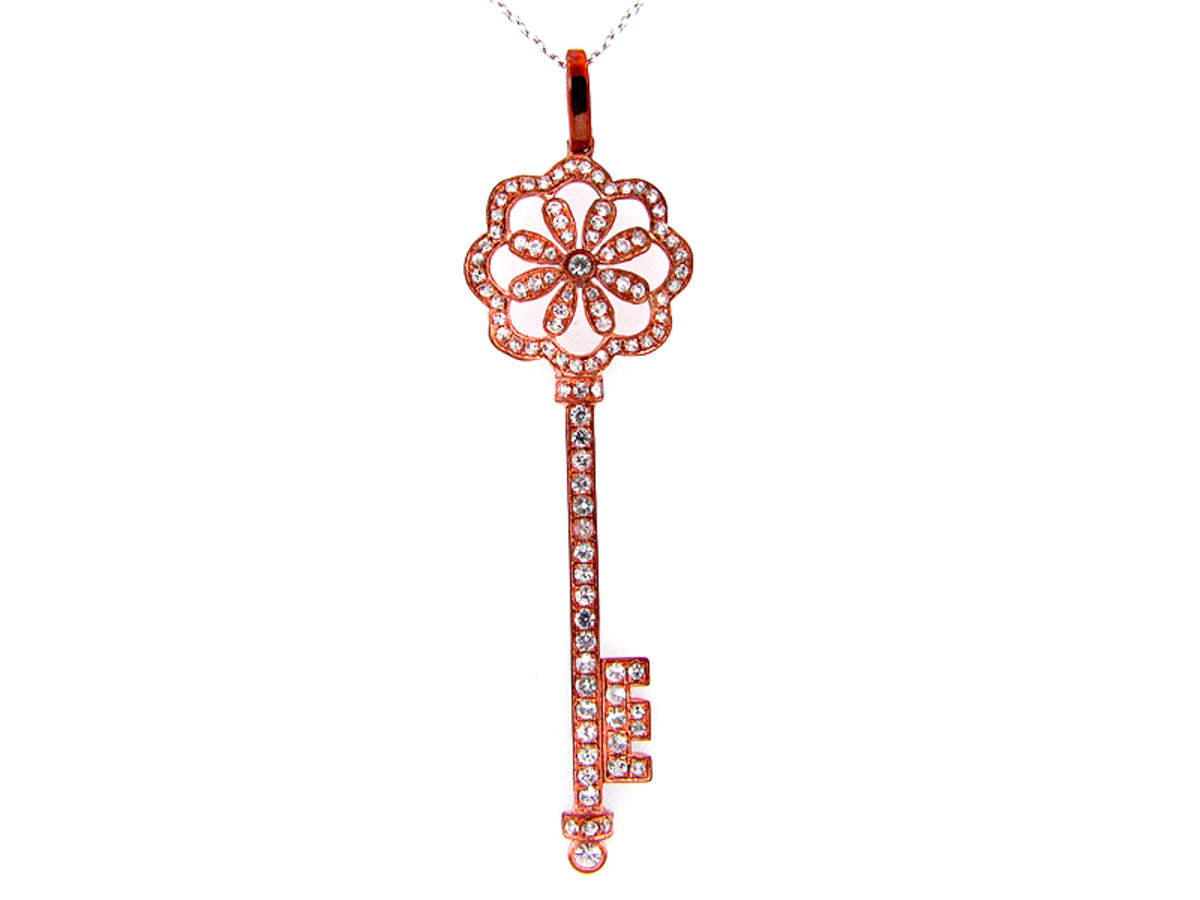 WHITE SAPPHIRE PENDANT, ROSE FINISH, SILVER (E)