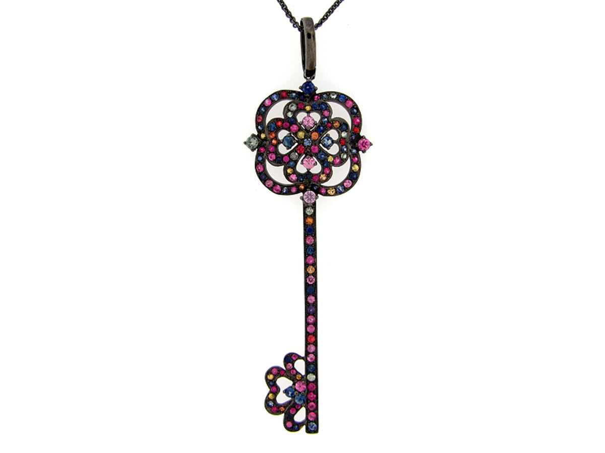 RAINBOW SAPPHIRE PENDANT, BLACK FINISH