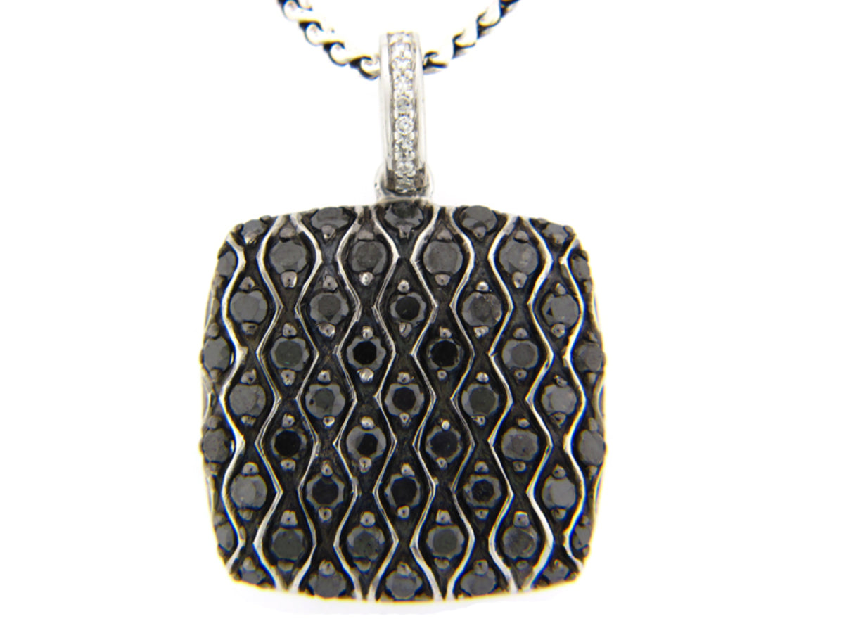 BLACK & WHITE DIAMOND PENDANT, SILVER (R/N)