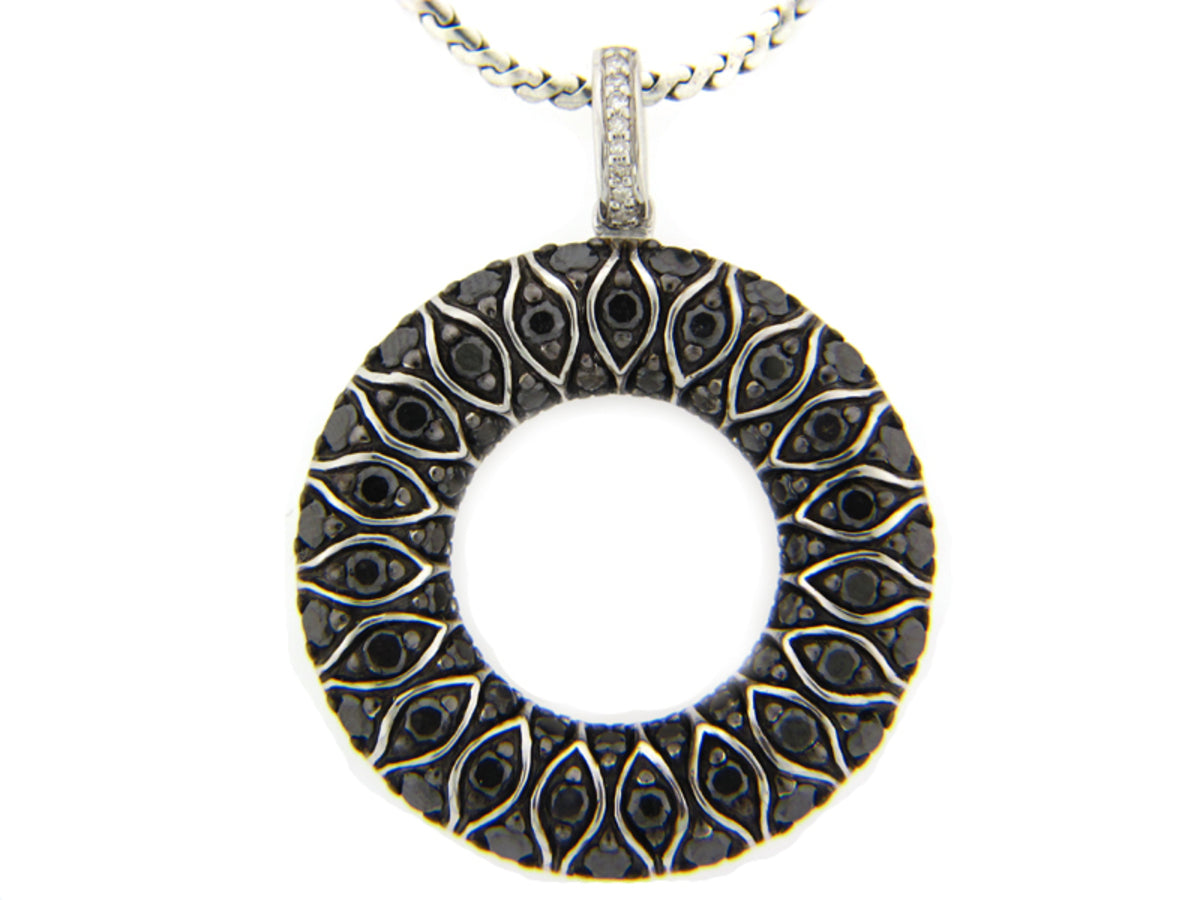 BLACK & WHITE DIAMOND PENDANT, SILVER (R/N)