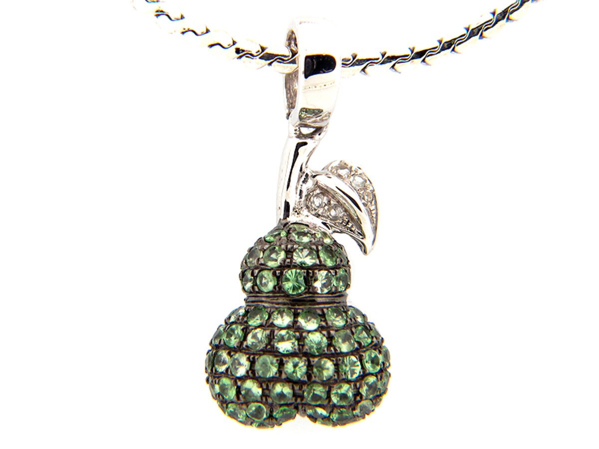 WHITE SAPPHIRE & TSAVORITE PENDANT, SILVER (E)