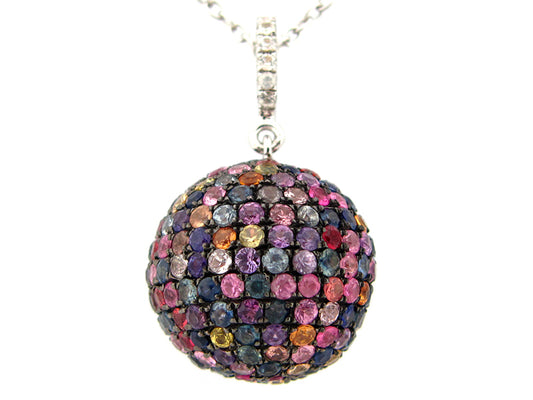 16MM, RAINBOW SAPPHIRE BALL PENDANT, SILVER (H/U)
