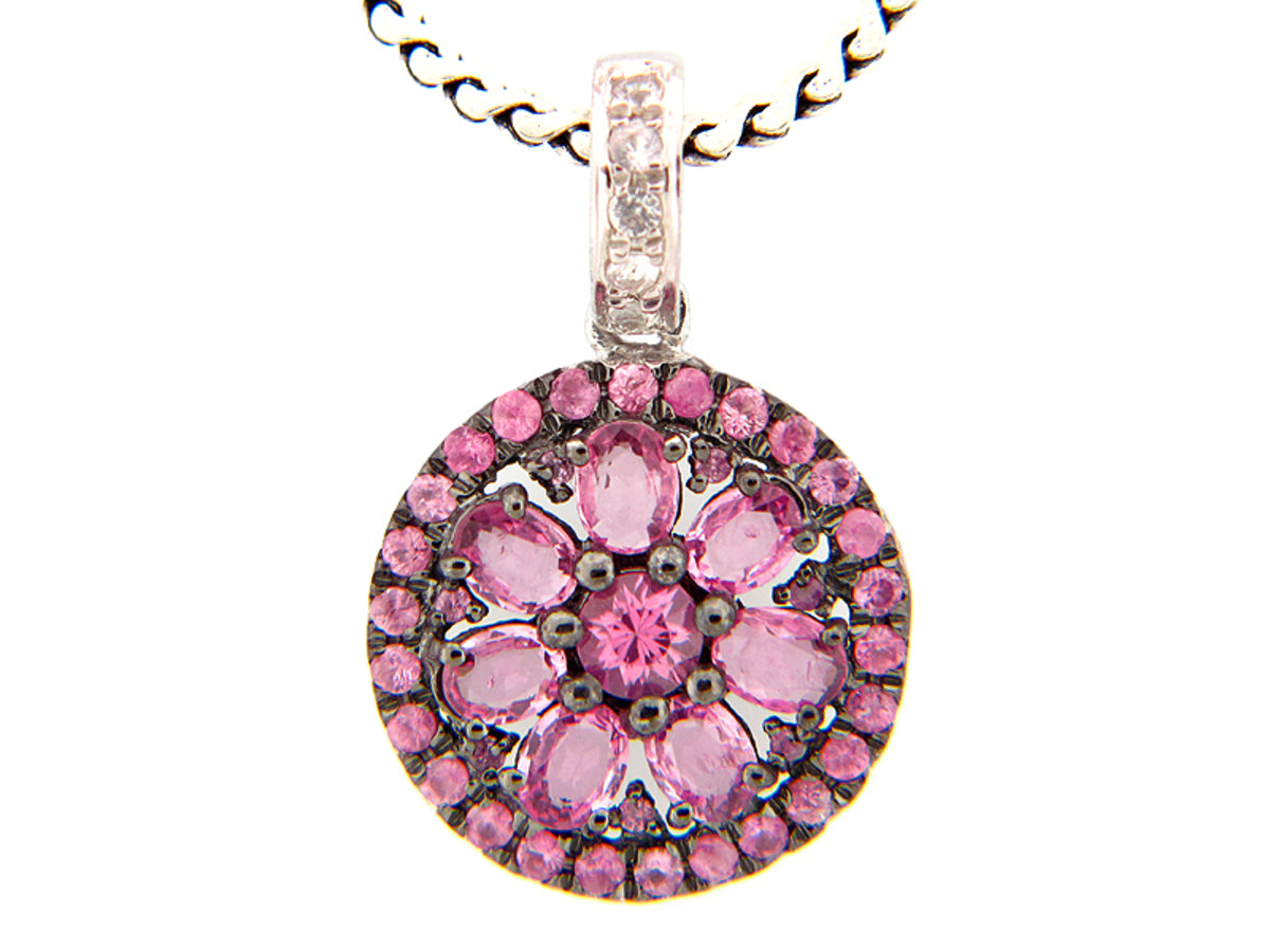 PINK & WHITE SAPPHIRE PENDANT, SILVER (E)
