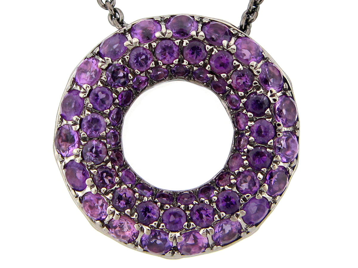 AMETHYST PENDANT, BLACK FINISH