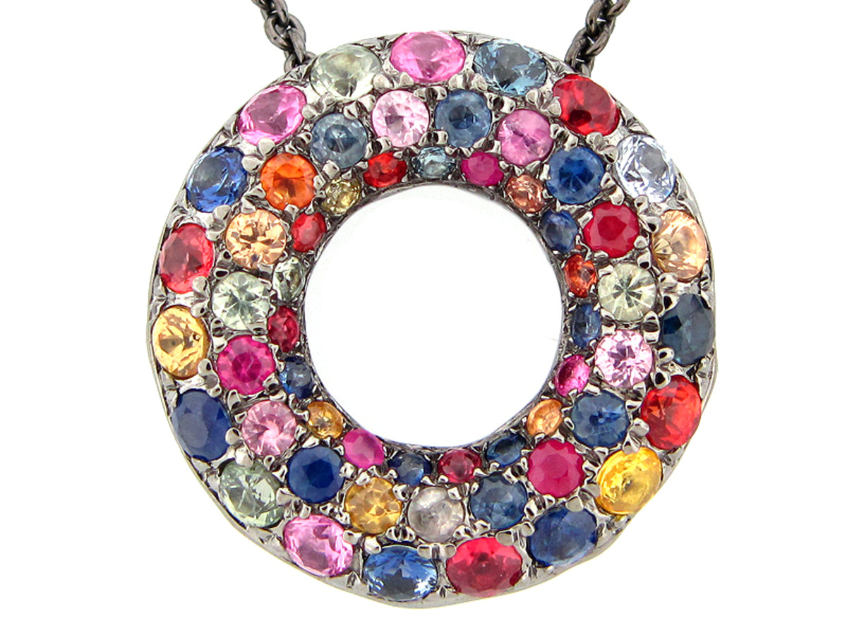 RAINBOW SAPPHIRE PENDANT, BLACK FINISH