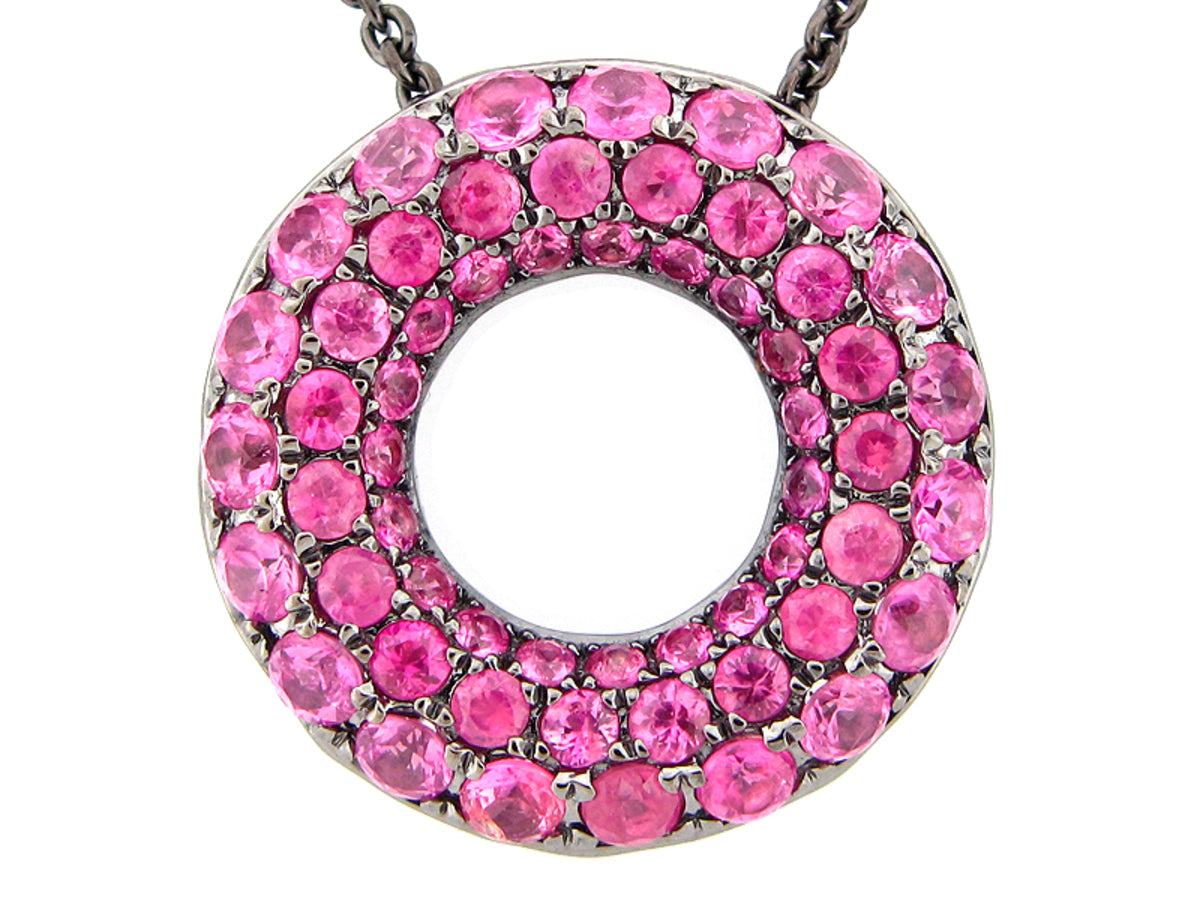 PINK SAPPHIRE PENDANT, BLACK FINISH