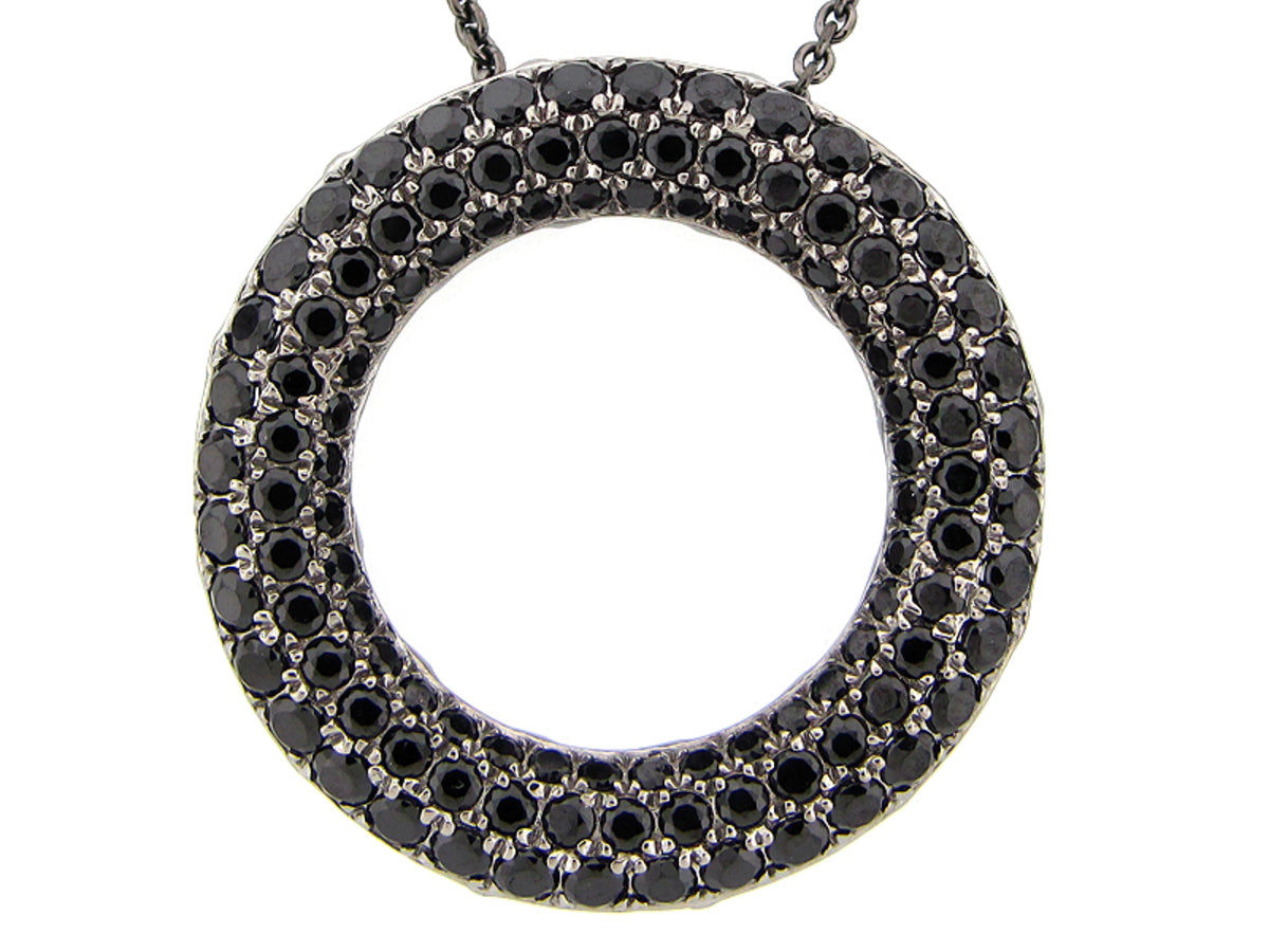 BLACK SPINEL PENDANT, BLACK FINISH, SILVER (N)