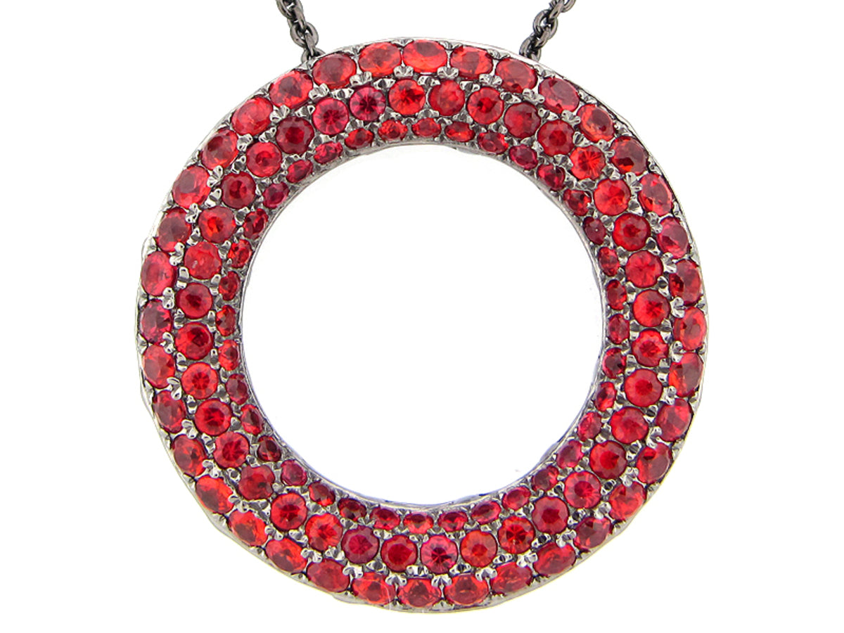 ORANGE SAPPHIRE PENDANT, BLACK FINISH, SILVER (H/U)