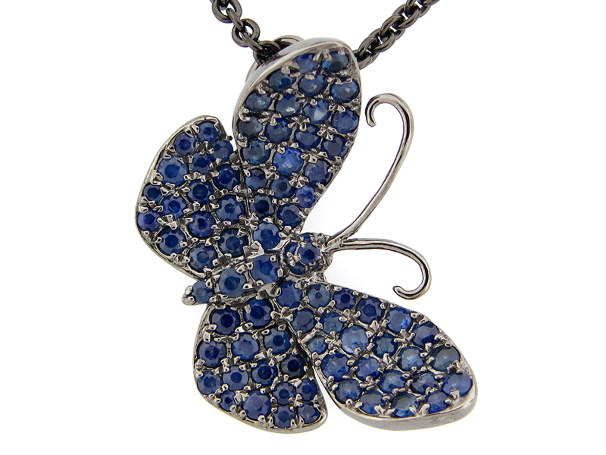 SAPPHIRE PENDANT, BLACK FINISH, SILVER (H)