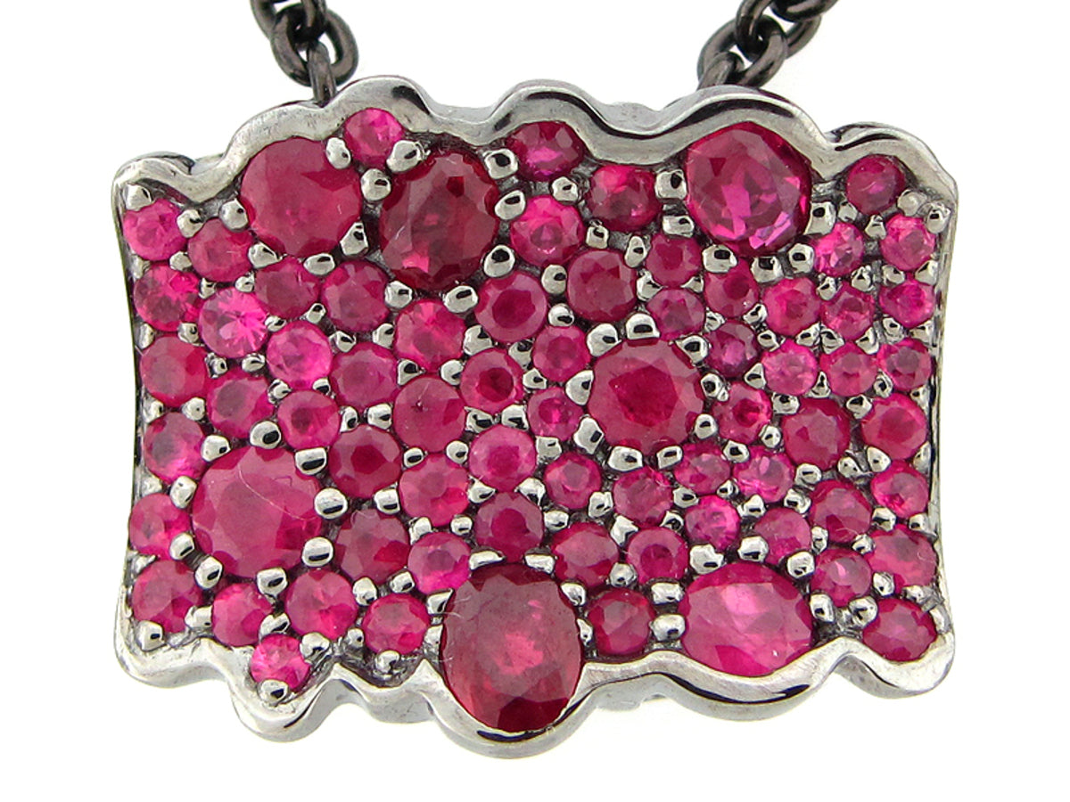 RUBY PENDANT, BLACK FINISH, SILVER (H)