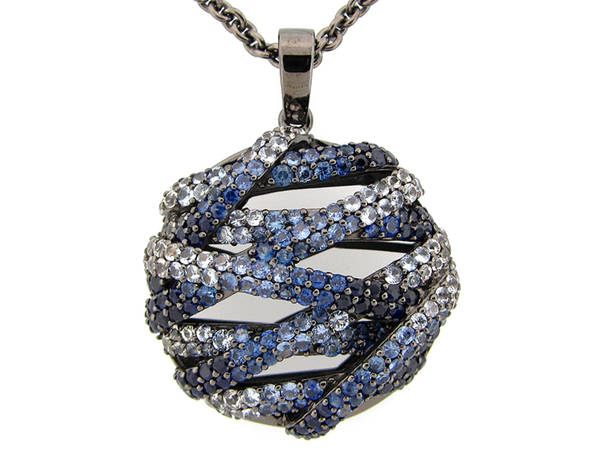 SAPPHIRE PENDANT, BLACK FINISH, SILVER (H)