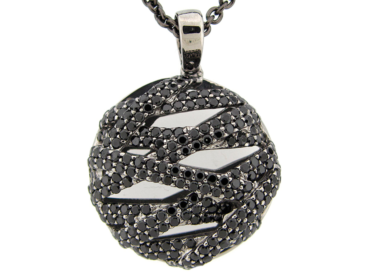 BLACK SPINEL PENDANT, BLACK FINISH, SILVER (N)