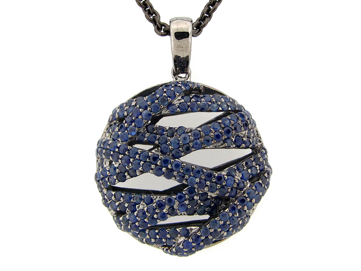 SAPPHIRE PENDANT, BLACK FINISH, SILVER (H)