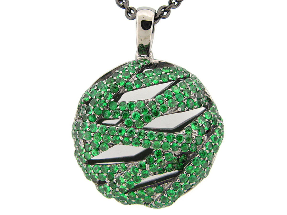 TSAVORITE PENDANT, BLACK FINISH, SILVER (N)