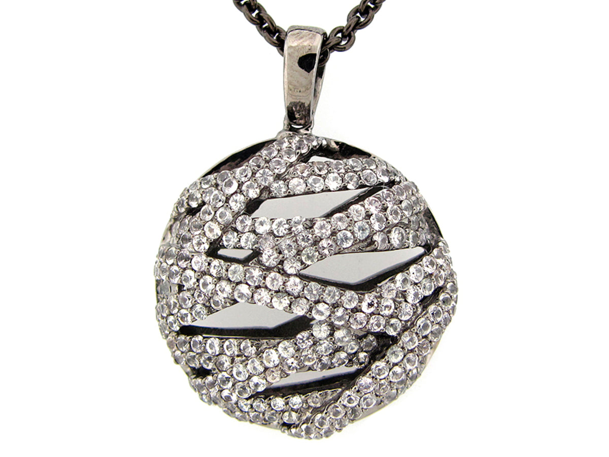 WHITE SAPPHIRE PENDANT, BLACK FINISH