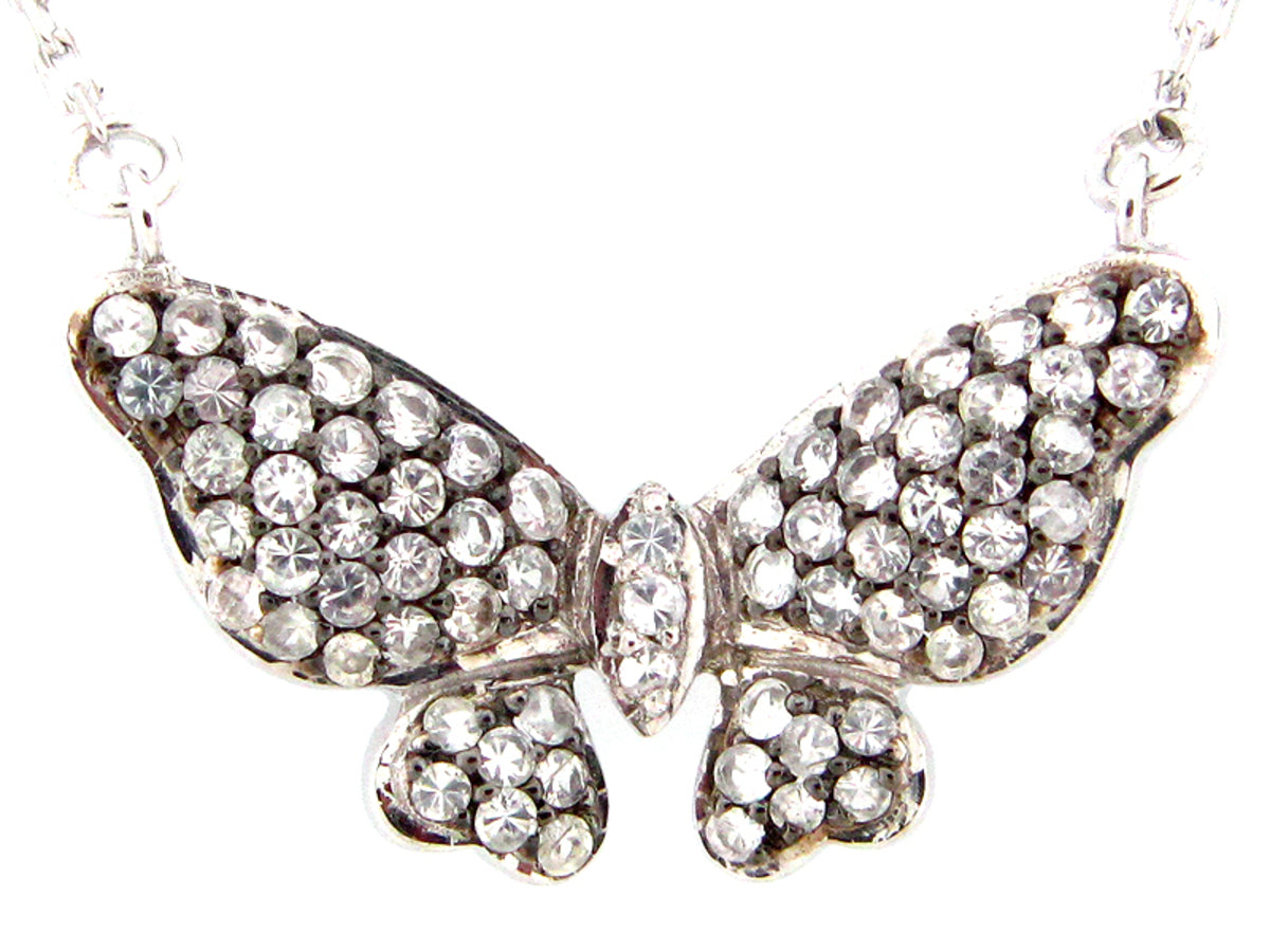 WHITE SAPPHIRE PENDANT, SILVER (H)