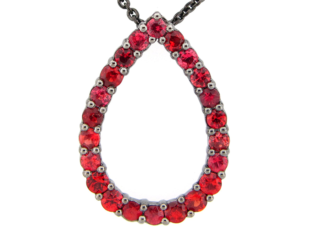 ORANGE SAPPHIRE PENDANT, BLACK FINISH, SILVER (H/U)