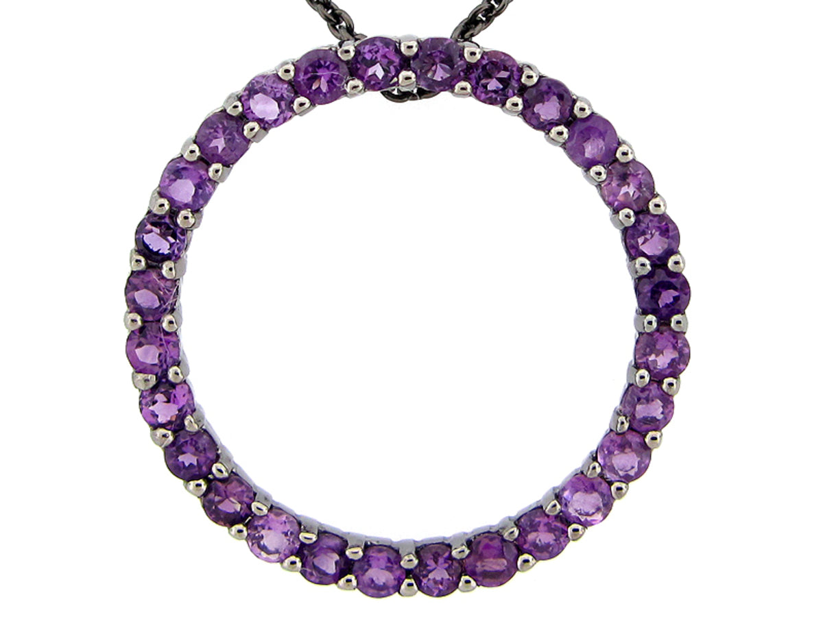 AMETHYST PENDANT, BLACK FINISH, SILVER (H)