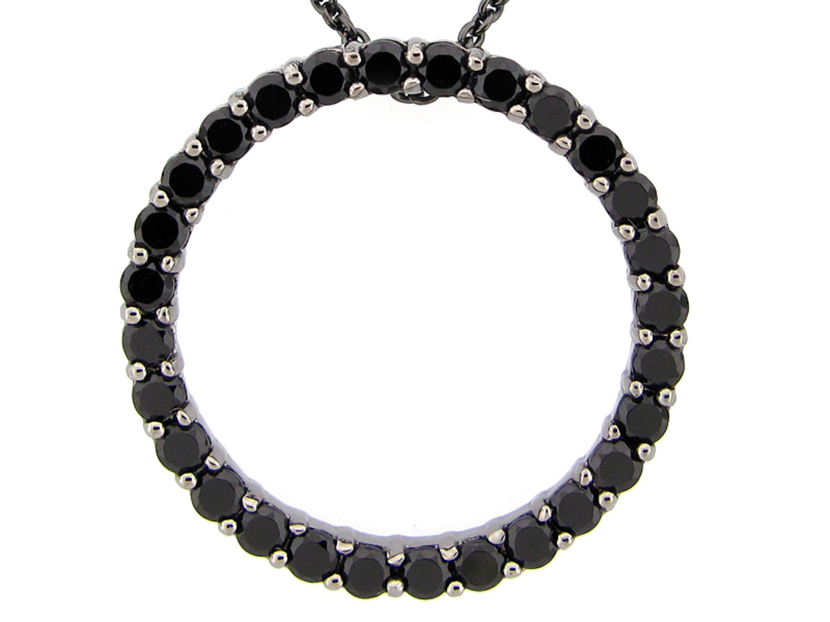 BLACK SPINEL PENDANT, BLACK FINISH, SILVER (N)