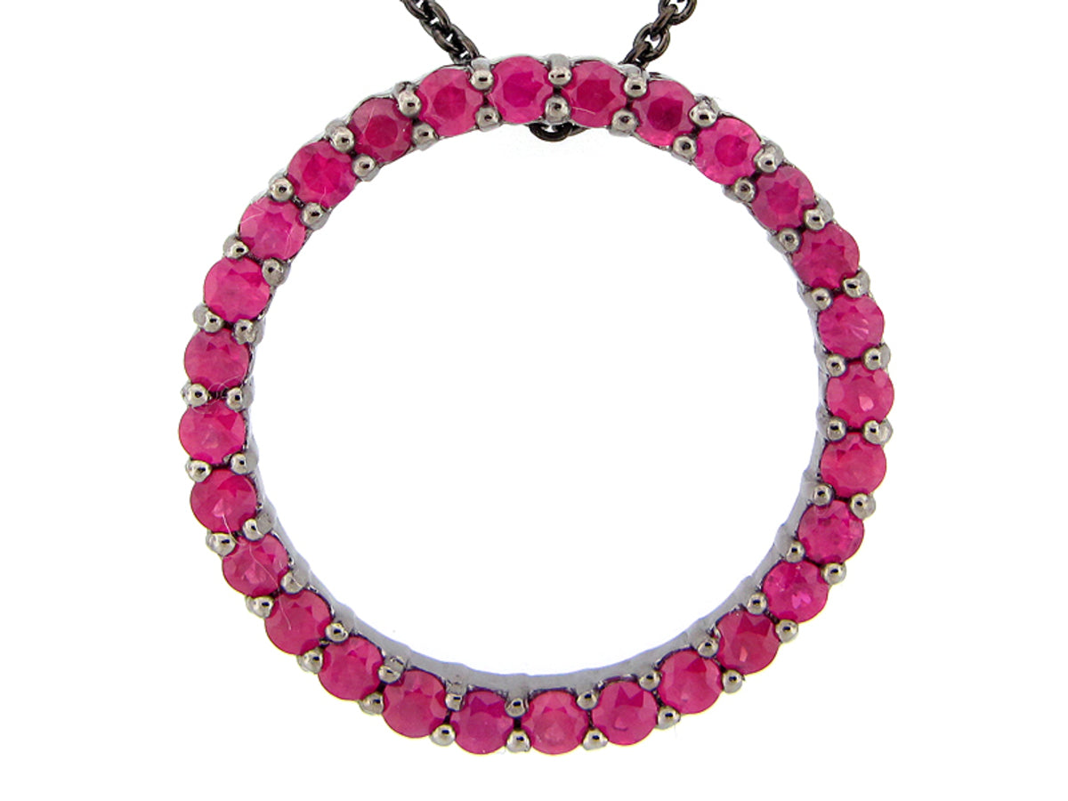 PINK SAPPHIRE PENDANT, BLACK FINISH, SILVER (H)