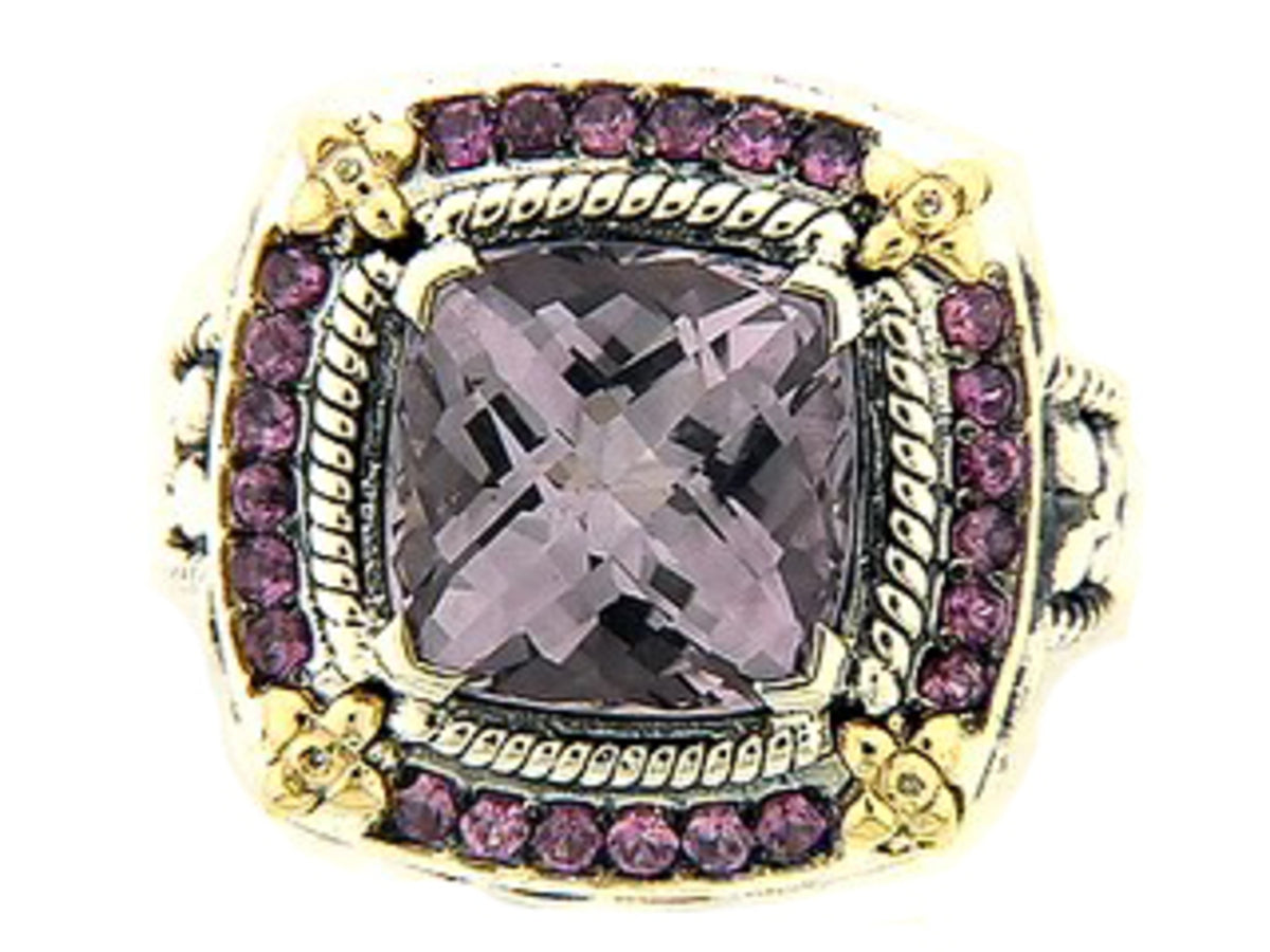 PINK AMETHYST,PINK SAPPHIRE & DIAMOND RING