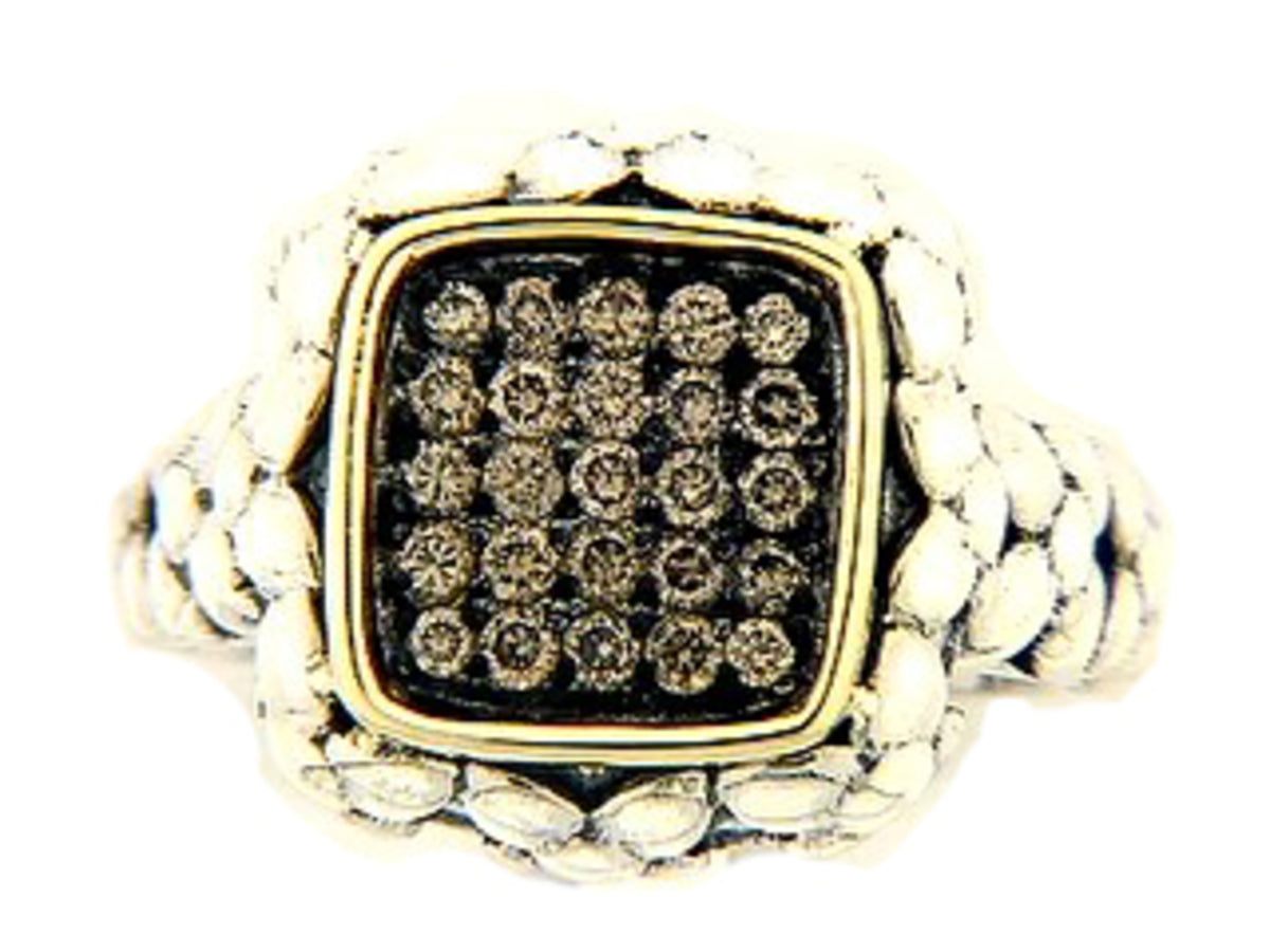 BROWN DIAMOND RING, SILVER/18K (N)