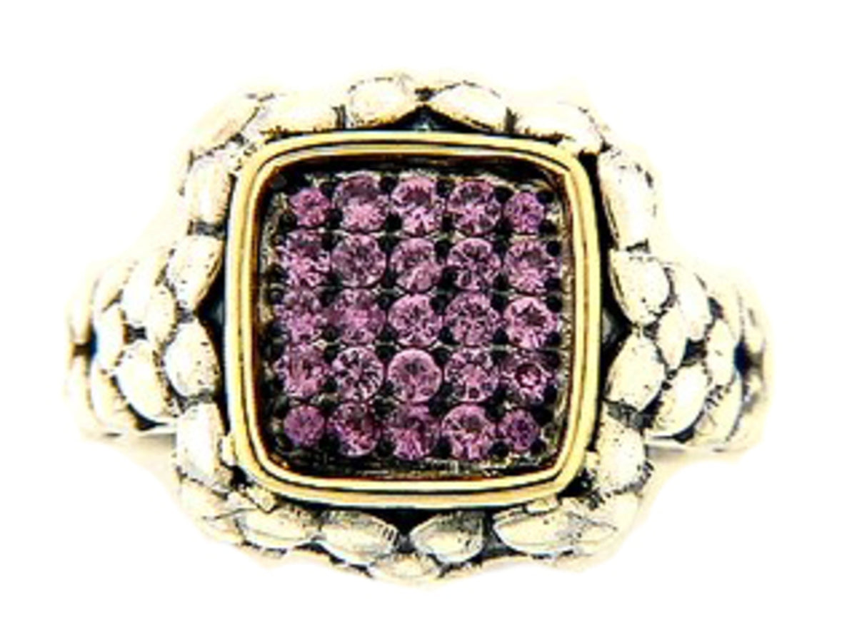 PINK SAPPHIRE RING, SILVER/18K (E)