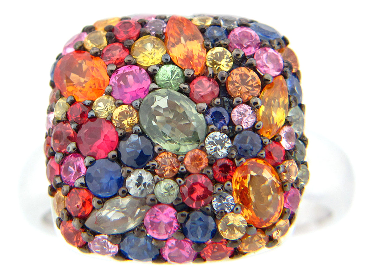 RAINBOW SAPPHIRE RING, SILVER (E/U)