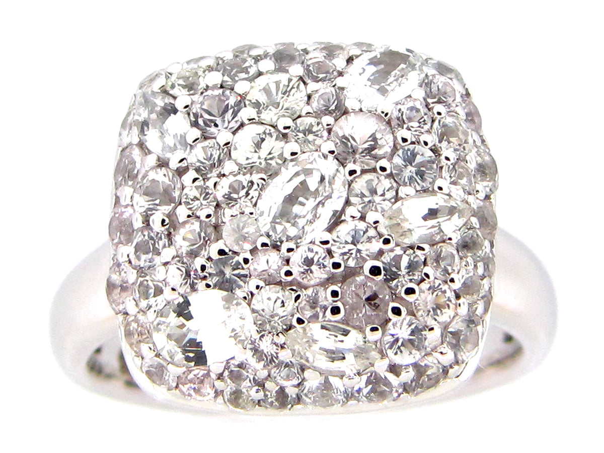 WHITE SAPPHIRE RING, SILVER (H)