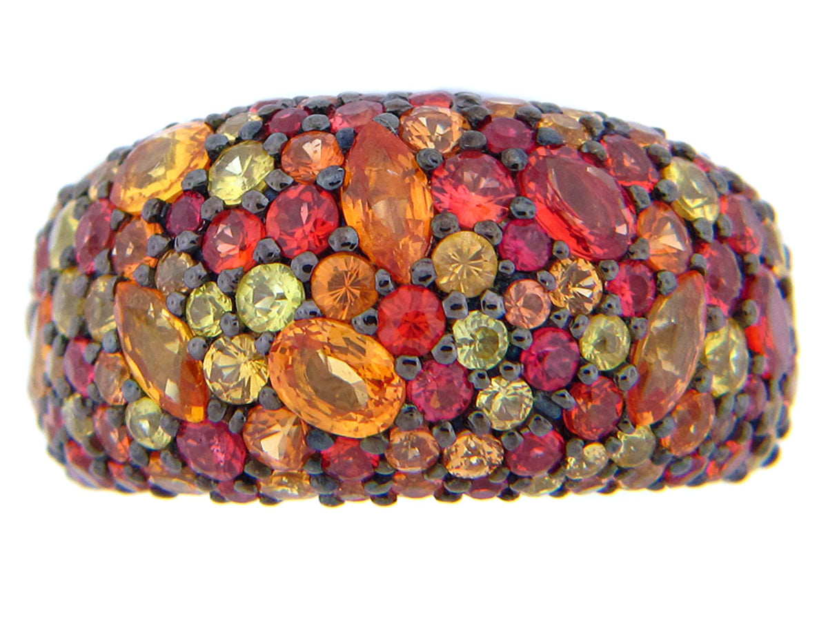 ORANGE SAPPHIRE RING, SILVER (E/U)