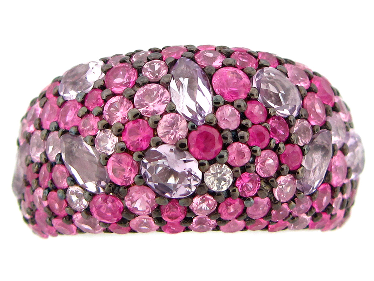 PINK SAPPHIRE & AMETHYST RING, SILVER (E)