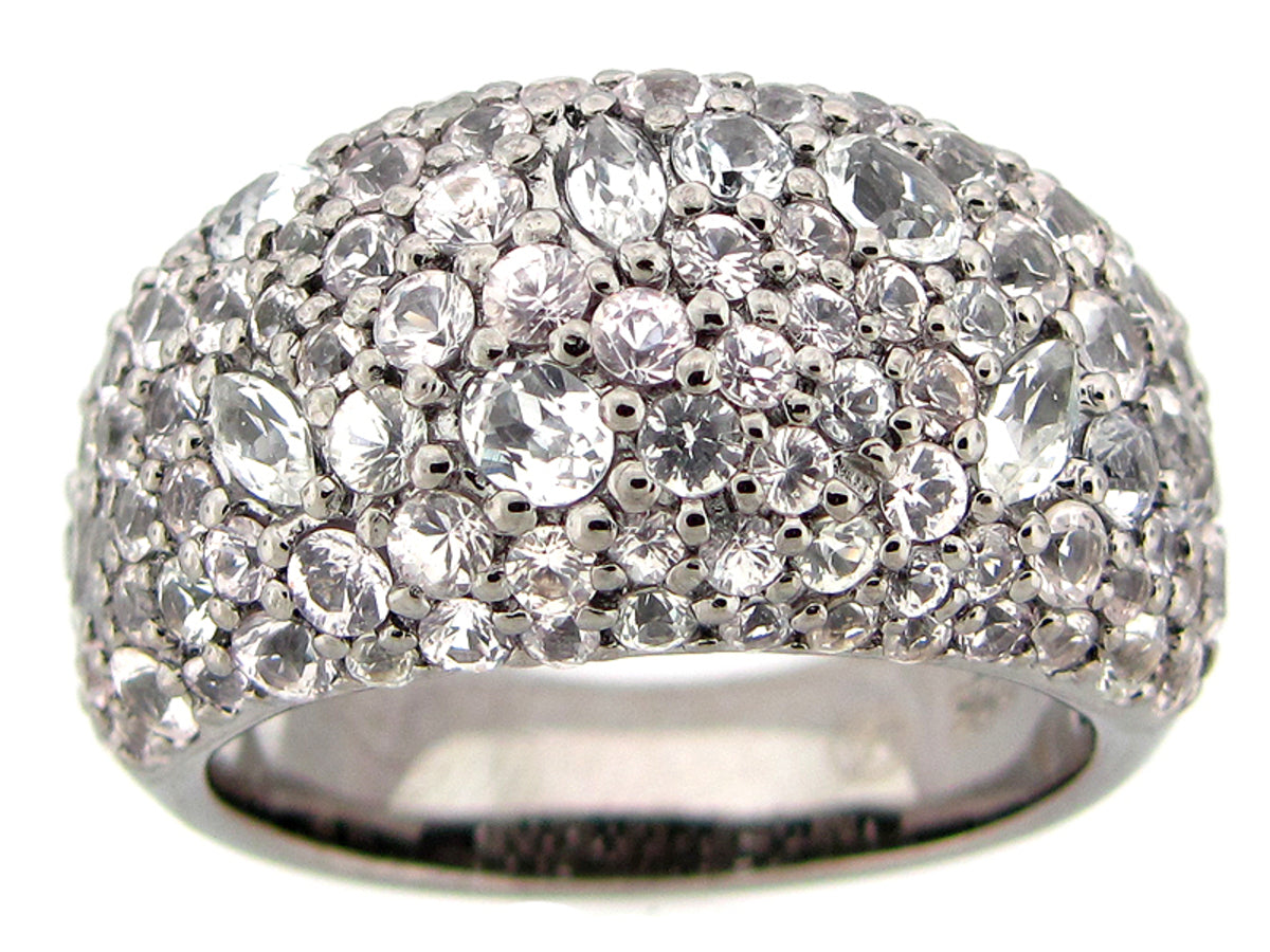 WHITE SAPPHIRE RING, BLACK FINISH, SILVER (H)