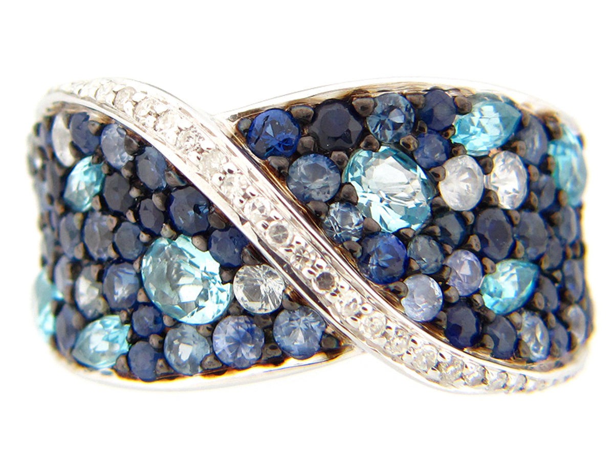SAPPHIRE/BLUE TOPAZ & DI RING, SILVER (E/R), C=4.19