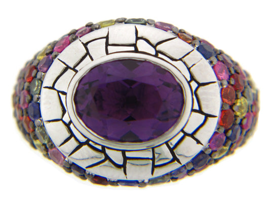 AMETHYST & RAINBOW SAPPHIRE RING