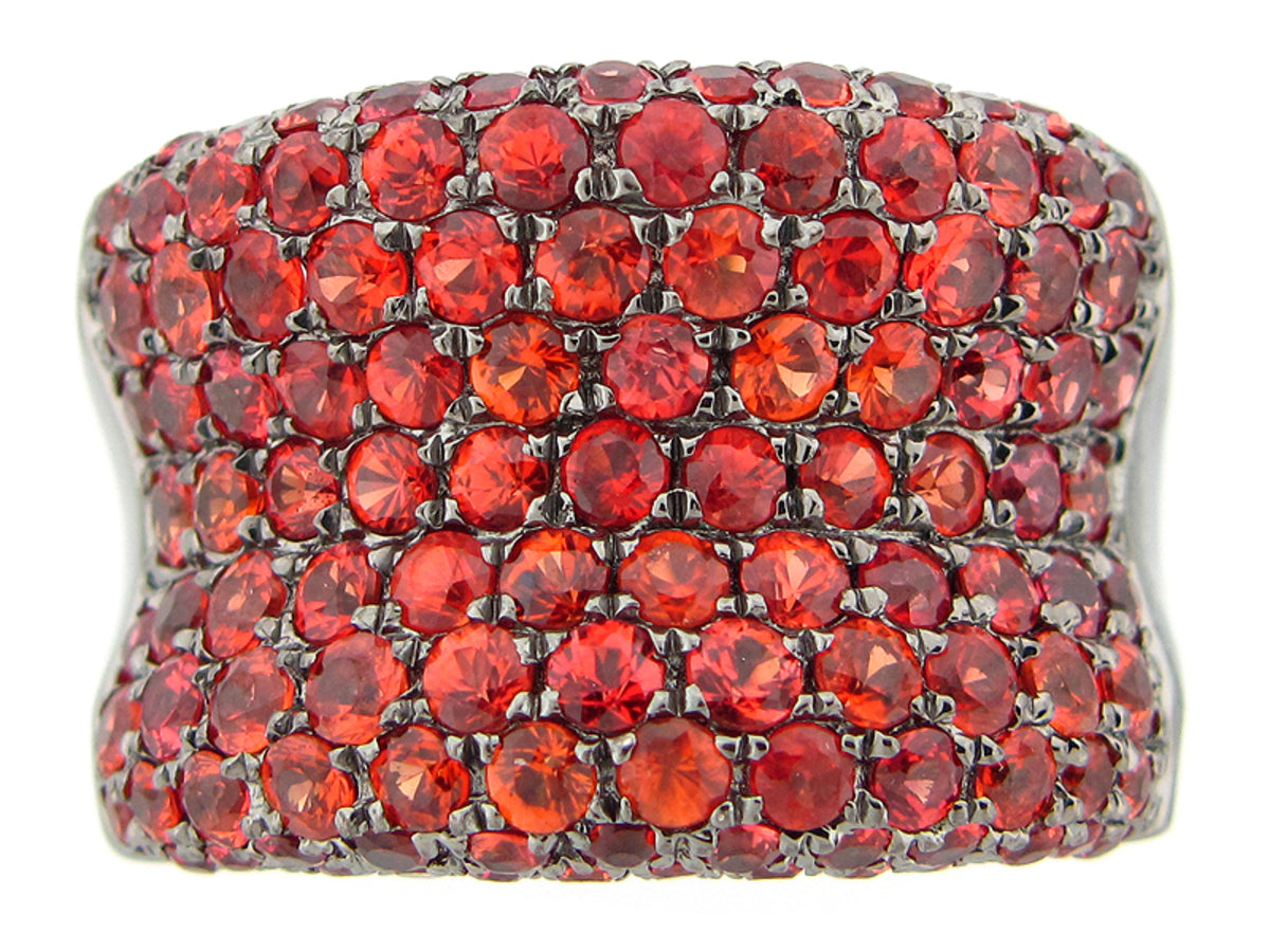 ORANGE SAPPHIRE RING, BLACK FINISH, SILVER (H/U)