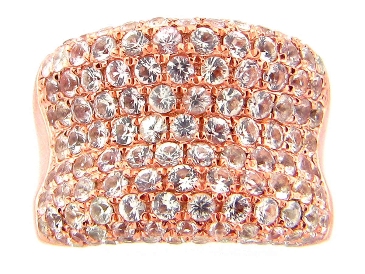 WHITE SAPPHIRE RING, ROSE FINISH, SILVER (E)