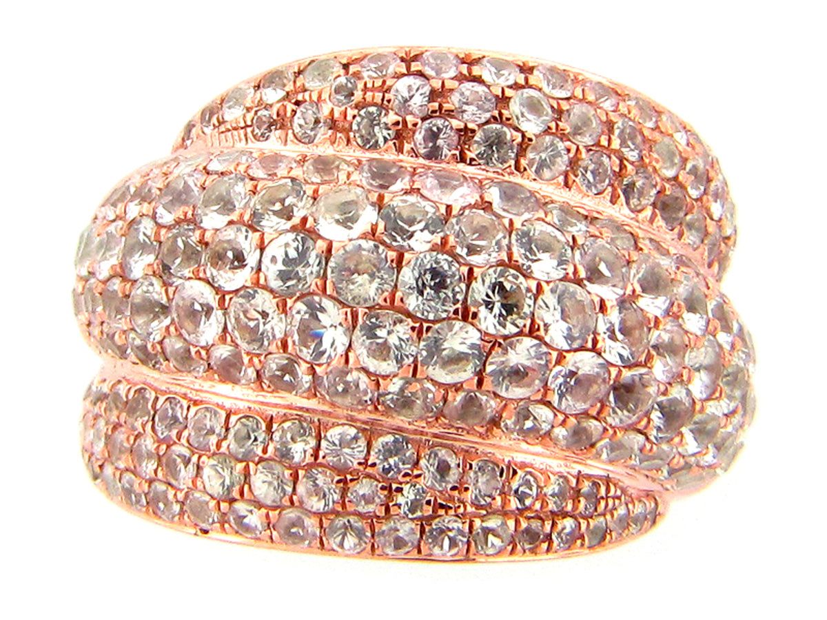 WHITE SAPPHIRE RING, ROSE FINISH, SILVER (E)