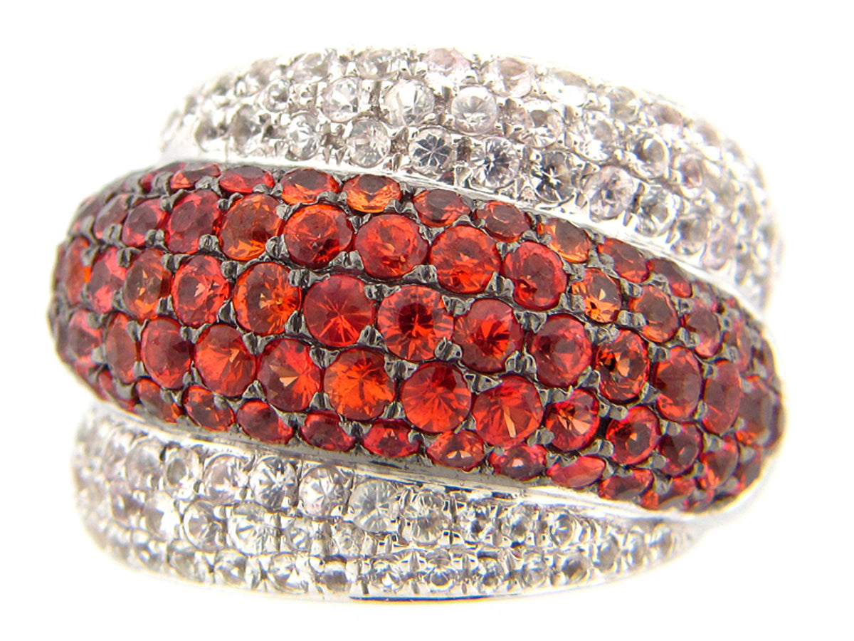 ORANGE & WHITE SAPPHIRE RING, SILVER (H/U)