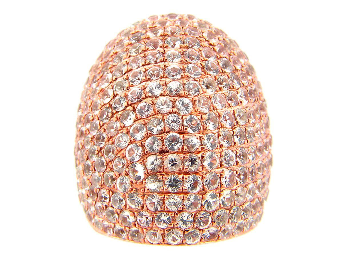 WHITE SAPPHIRE RING, ROSE FINISH, SILVER (E)