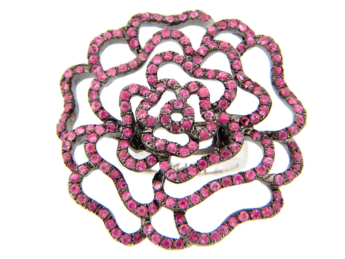 PINK SAPPHIRE RING, SILVER (E)