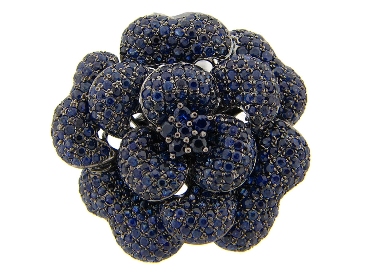 SAPPHIRE RING, BLACK FINISH, SILVER (H)