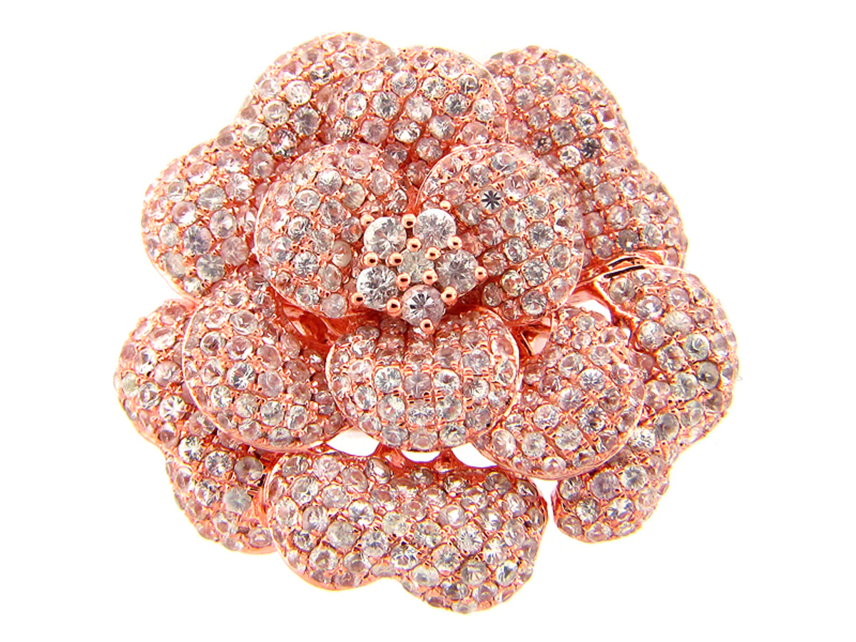 WHITE SAPPHIRE RING, ROSE FINISH, SILVER (E)